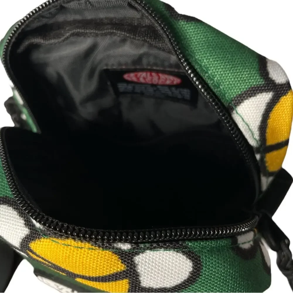 Petals and Peacocks Flowers and Peace Sign Crossbody Camera Bag Green